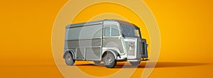 Vintage van yellow background