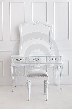 Vintage vanity table set with stool and mirror