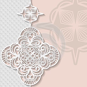 Vintage vector background, festive pattern embossing, alace paper card