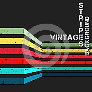 Vintage vector background with grunge colorful stripes