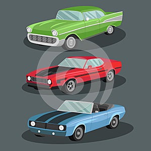 Vintage Vector cars image design set