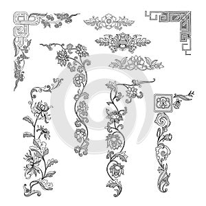 Vintage vector corner design elements for border ornaments