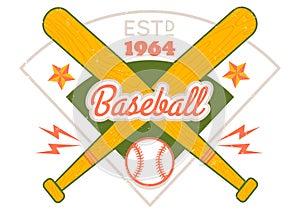 Vintage vector emblem for baseball.