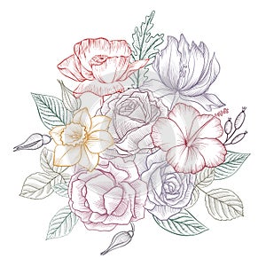 Vintage vector floral composition