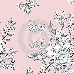 Vintage vector floral seamless pattern