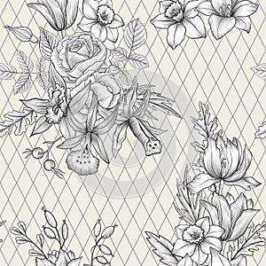 Vintage vector floral seamless pattern