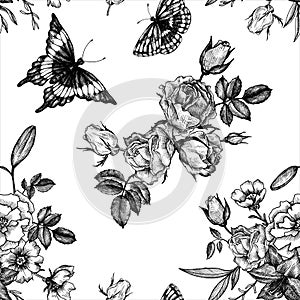Vintage vector floral seamless pattern