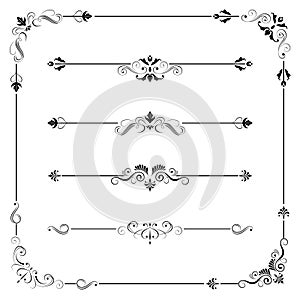 Vintage Vector Frame Border Divider Corner