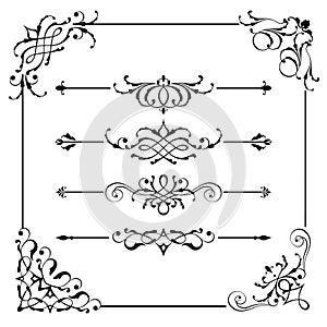 Vintage Vector Frame Border Divider Corner