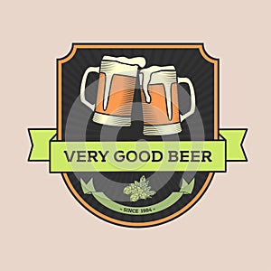 Vintage vector illustration, concept or logo pub, beer.