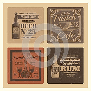 Vintage vector labels for cafe, bar, restaurant