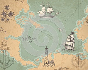 Vintage vector marine map