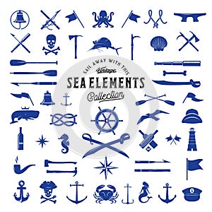 Antiguo el mar o relativo a la navegación icono elementos colocar tuyo etiquetas insignias a logotipos 