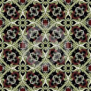 Vintage vector seamless pattern. Floral ornamental greek background. Geometric repeat backdrop. Modern greek key meander