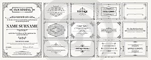 Vintage vector Set. Floral elements for design of monograms, invitations, frames, menus, labels and websites.