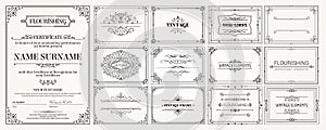 Vintage vector Set. Floral elements for design of monograms, invitations, frames, menus, labels and websites. photo