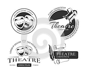 Vintage vector theatre labels, emblems, badges and logo