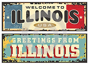 Vintage vector tin sign Illinois