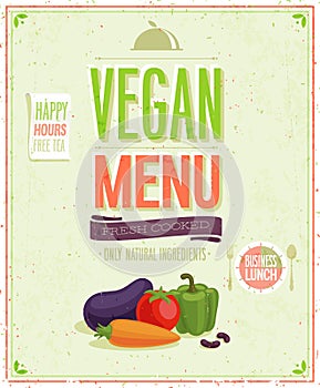 Vintage Vegan Menu Poster.