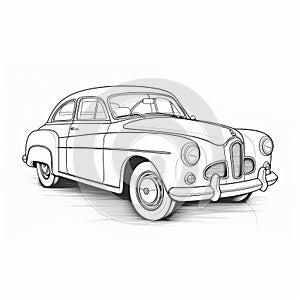 Vintage Vehicles Coloring Page: Simple Line Art With A Cartoon Twist