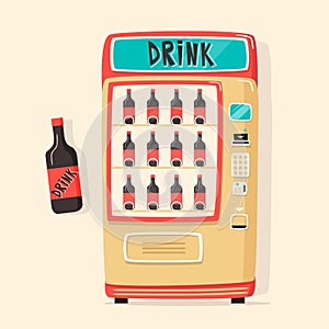 Vintage vending machine with drinks. Retro style. Purchase of water