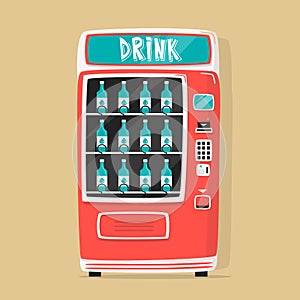 Vintage vending machine with drinks. Retro style. Purchase of water