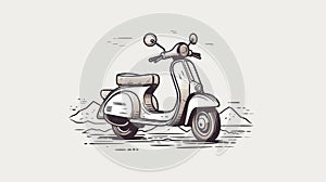 Vintage Vespa: A Retro Sketch Illustration With Desertwave Vibes