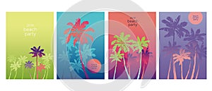 Vintage vibes tropical palm silhouette poster set