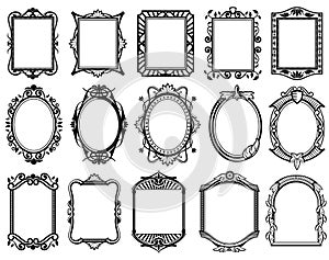 Vintage victorian, baroque, rococo frame for mirror, menu, card design vector collection