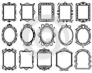 Vintage victorian, baroque, rococo frame for mirror, menu, card design vector collection photo