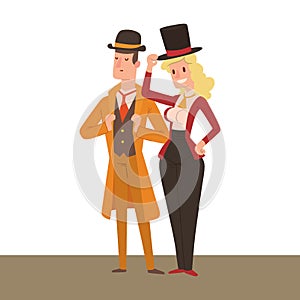 Vintage victorian cartoon gents retro people vector. Style fashion old people victorian gentleman clothing antique