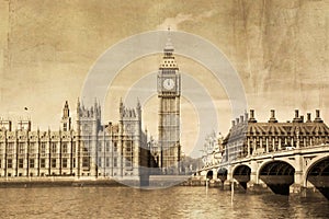 Vintage view of London, Big Ben