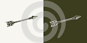 Vintage Vintage retro hunting adventure element. Arrow. Can be used for emblem, logo, badge, label. mark, poster or print.