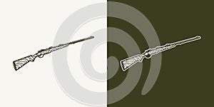 Vintage Vintage retro hunting adventure element. Rifle. Can be used for emblem, logo, badge, label. mark, poster or print.