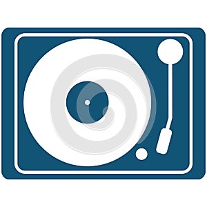 Vintage vinyl record player top view vector icon