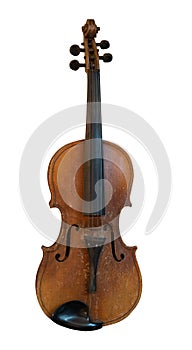 Vintage violin  isolated on a white background. musical instrument top front view