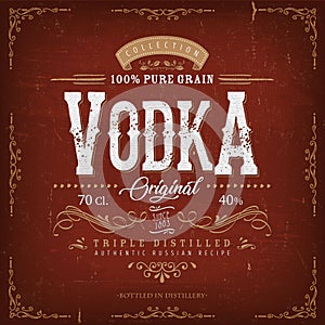 Vintage Vodka Label For Bottle