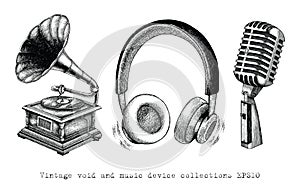 Vintage Void and Music device collections hand drawing