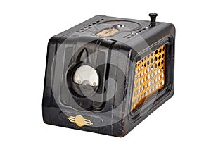 Vintage voltmeter on white