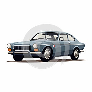 Vintage Volvo Car Illustration In Primitivist Realism Style