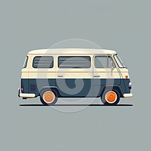 Vintage Vw Van Illustration With Minimalist Movement