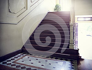 Vintage walkway stairs indoor and background photo