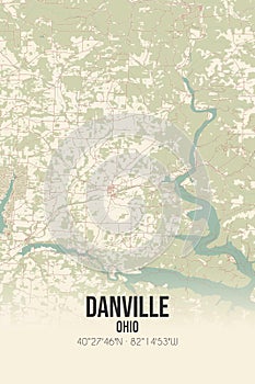 Retro US map of Danville, Ohio. Vintage street map. photo