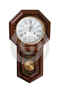 Vintage wall clock isolated on white