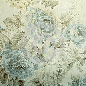 Vintage wallpaper with blue floral victorian pattern