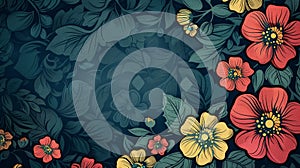 Vintage wallpaper design element with retro floral background.