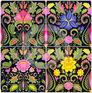 Vintage wallpapers with exotic flowers