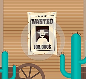 Vintage wanted poster flat vector