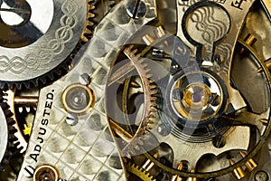 Vintage watch gears macro shot