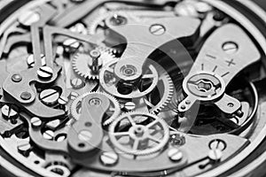 Vintage watch movement in B/W tone